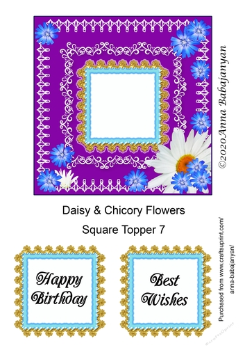 Daisy & Chicory Flowers Square Topper 7