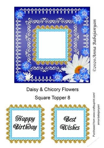 Daisy & Chicory Flowers Square Topper 8