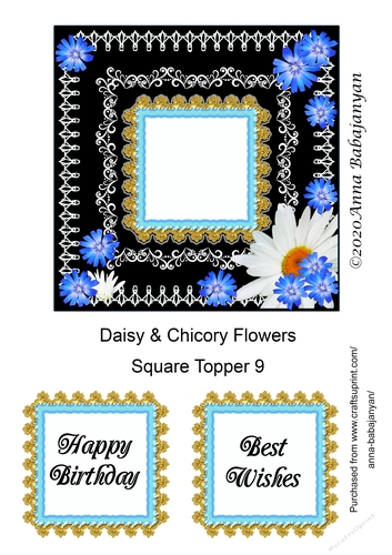 Daisy & Chicory Flowers Square Topper 9