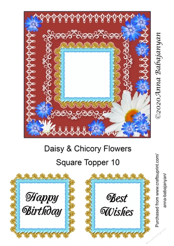 Daisy & Chicory Flowers Square Topper 10