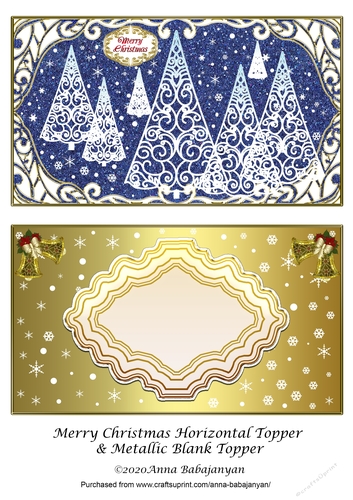 Merry Christmas Horizontal Topper & Metallic Blank Topper