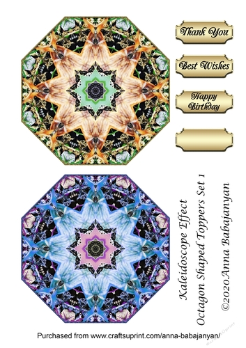Kaleidoscope Effect Octagon Shaped Toppers Set 1