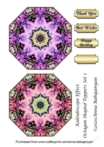 Kaleidoscope Effect Octagon Shaped Toppers Set 2