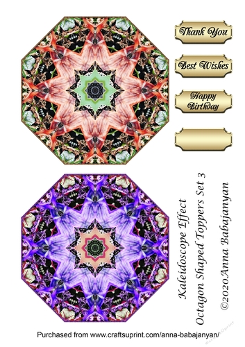 Kaleidoscope Effect Octagon Shaped Toppers Set 3