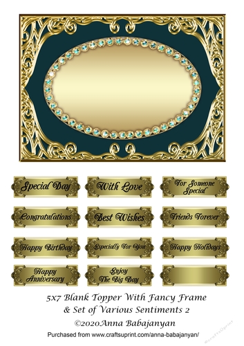5x7 Blank Topper With Fancy Frame & Set of Various Sentiments 2