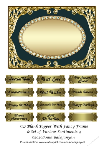 5x7 Blank Topper With Fancy Frame & Set of Various Sentiments 4
