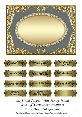 5x7 Blank Topper With Fancy Frame & Set of Various Sentiments 9