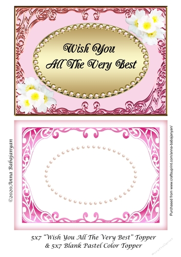 5x7 Wish You All The Very Best Topper & 5x7 Blank Pastel Color Topper