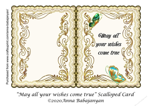 May all your wishes come true Scalloped Card