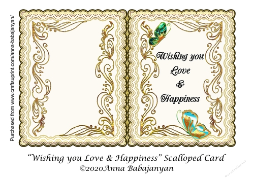 Wishing you Love & Happiness Scalloped Card