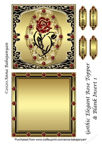 Gothic Elegant Rose Topper & Blank Insert 1