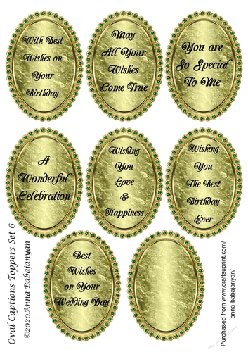Oval Captions Toppers Set 6