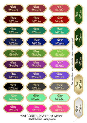 Best Wishes Labels in 35 colors