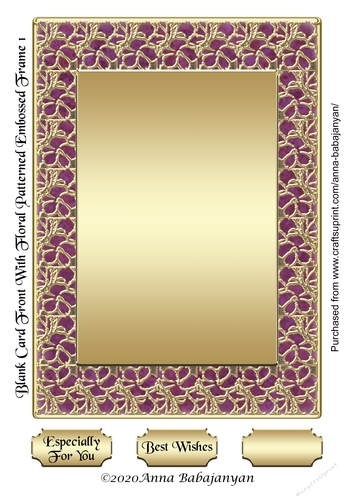 Blank Card Front With Floral Patterned Embossed Frame 1