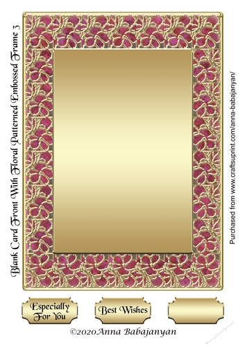 Blank Card Front With Floral Patterned Embossed Frame 3