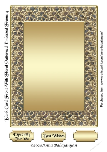 Blank Card Front With Floral Patterned Embossed Frame 4
