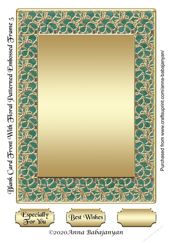Blank Card Front With Floral Patterned Embossed Frame 5