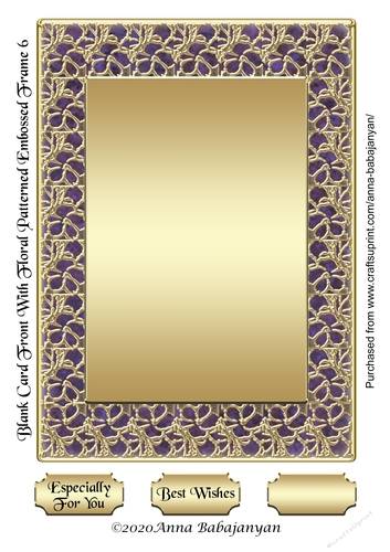 Blank Card Front With Floral Patterned Embossed Frame 6