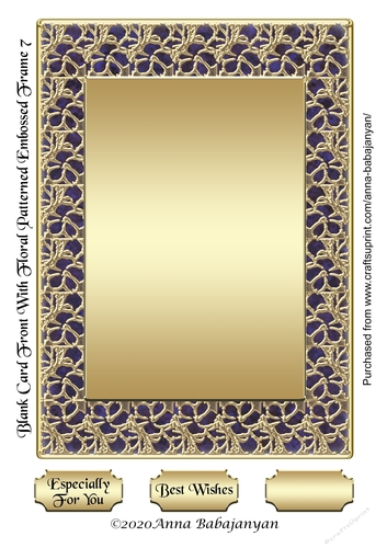 Blank Card Front With Floral Patterned Embossed Frame 7