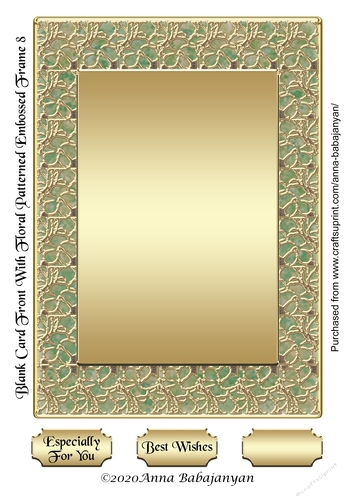 Blank Card Front With Floral Patterned Embossed Frame 8