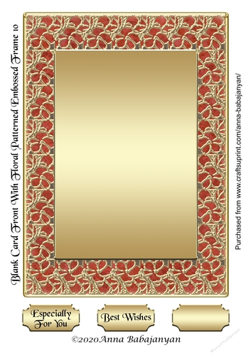Blank Card Front With Floral Patterned Embossed Frame 10