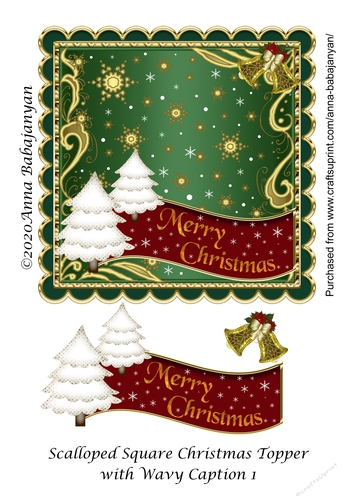 Scalloped Square Christmas Topper with Wavy Caption 1