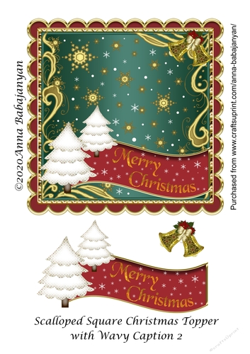 Scalloped Square Christmas Topper with Wavy Caption 2