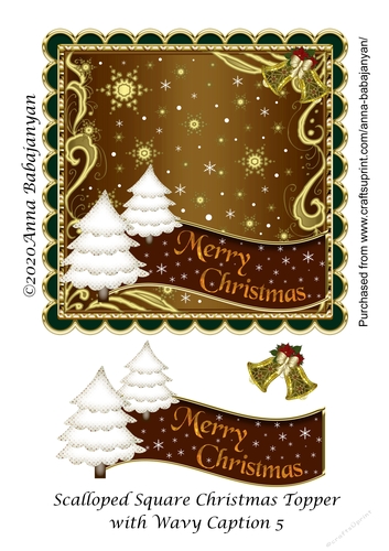 Scalloped Square Christmas Topper with Wavy Caption 5