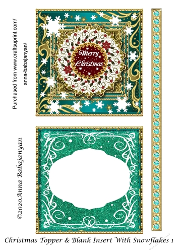 Christmas Topper & Blank Insert with Snowflakes 1