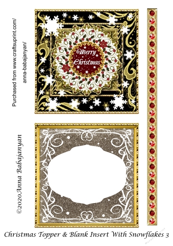 Christmas Topper & Blank Insert with Snowflakes 3