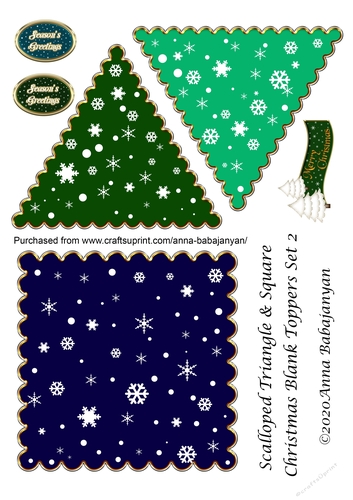 Scalloped Triangle & Square Christmas Blank Toppers Set 2