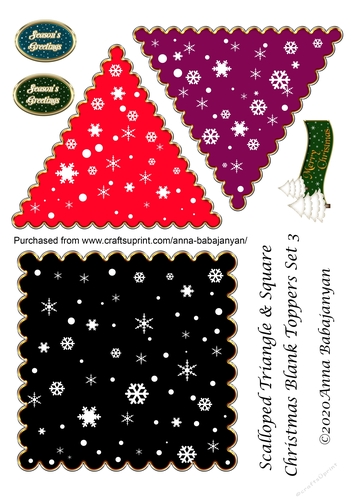Scalloped Triangle & Square Christmas Blank Toppers Set 3