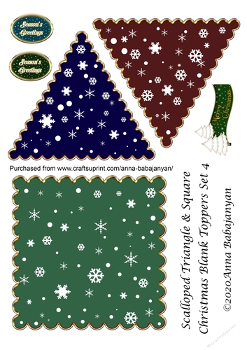 Scalloped Triangle & Square Christmas Blank Toppers Set 4