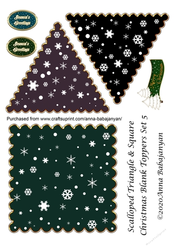 Scalloped Triangle & Square Christmas Blank Toppers Set 5