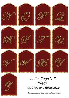 Letter Tags N - Z (red)