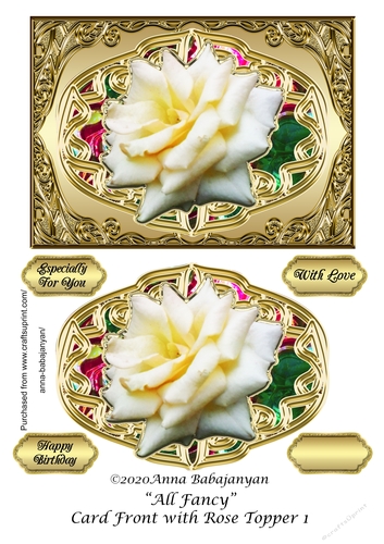 All Fancy Card Front with Rose Topper 1