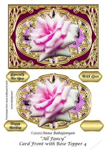 All Fancy Card Front with Rose Topper 4
