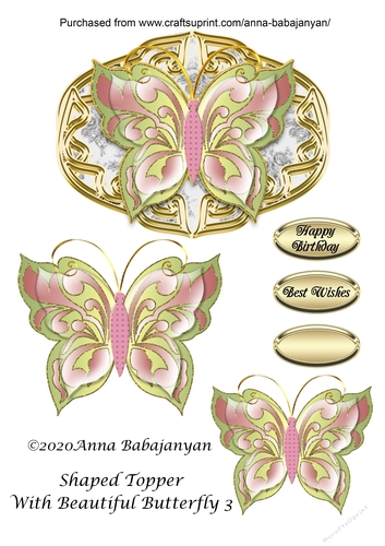 Shaped Topper With Beautiful Butterfly 3