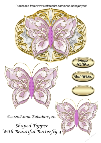Shaped Topper With Beautiful Butterfly 4