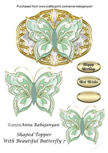 Shaped Topper With Beautiful Butterfly 7