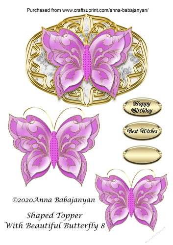 Shaped Topper With Beautiful Butterfly 8
