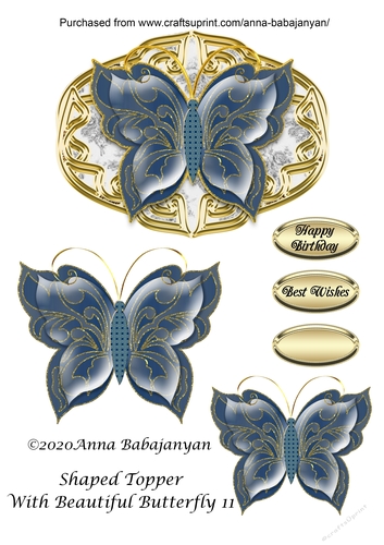 Shaped Topper With Beautiful Butterfly 11