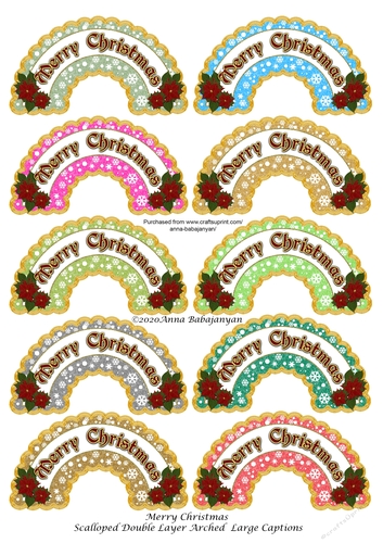 Merry Christmas Scalloped Double Layer Arched Large Captions