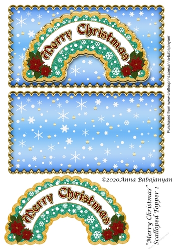 Merry Christmas Scalloped Topper 1