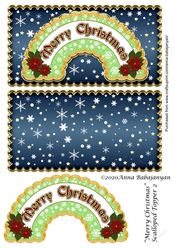 Merry Christmas Scalloped Topper 2
