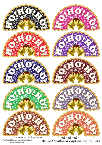 HO!HO!HO! Arched Scalloped Captions or Toppers