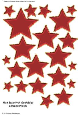 Red Stars with Gold Edge Embellishments