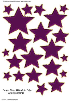 Purple Stars with Gold Edge Embellishments