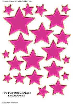 Pink Stars with Gold Edge Embellishments