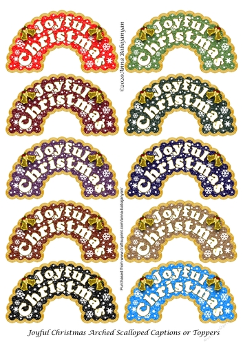 Joyful Christmas Arched Scalloped Captions or Toppers